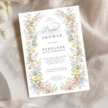soft pastel ornate spring garden bridal shower invitation