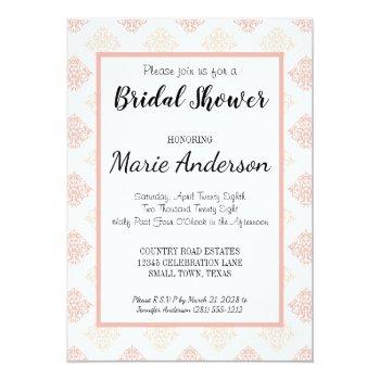 Soft Peachy Blush Damask Front View