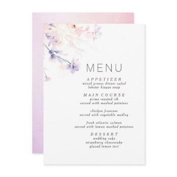 soft purple and blush elegant minimalist menu