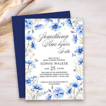 something blue before i do floral bridal shower invitation