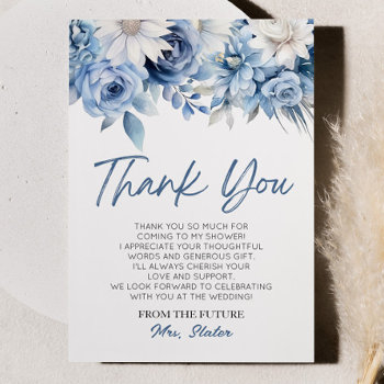 something blue before i do floral bridal shower thank you card