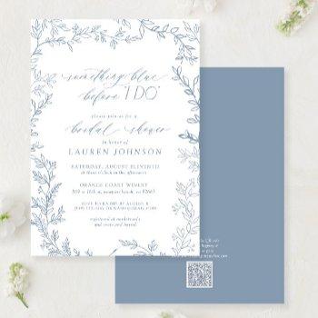 something blue before qr botanical bridal shower invitation