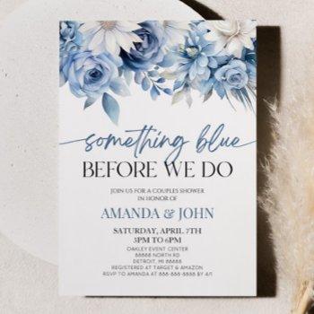 something blue before we do floral couples shower invitation