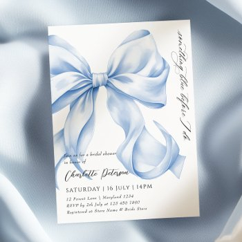 something blue bow bridal shower invitation