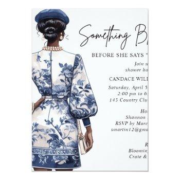 Something Blue Bridal Shower African American Invitation Front View