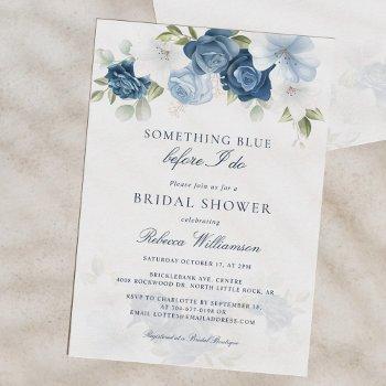 something blue floral before i do bridal shower invitation