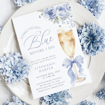 something blue floral bridal shower invitation
