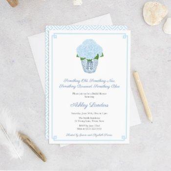 something blue hydrangea ginger jar bridal shower invitation