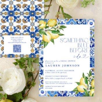 something blue lemon moroccan qr bridal shower invitation