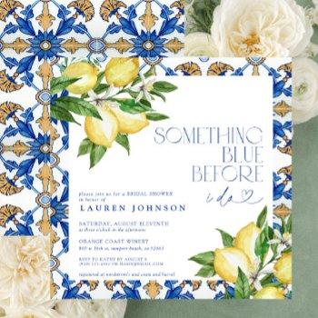 something blue lemon moroccan tile bridal shower invitation