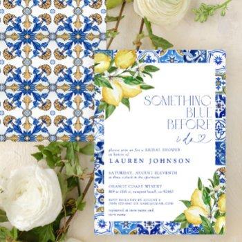 something blue lemon moroccan tile bridal shower invitation