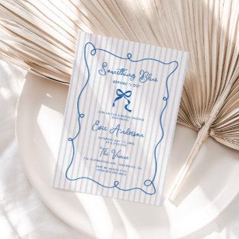 something blue squiggle frame bow bridal shower invitation