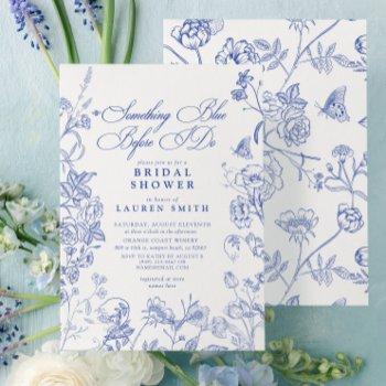 something blue victorian floral bridal shower invitation
