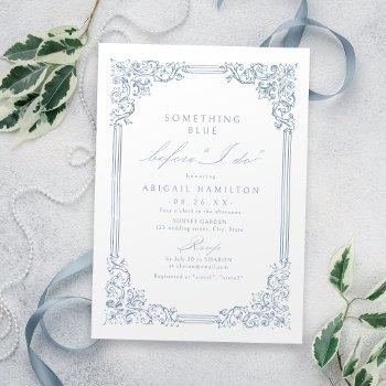 something blue vintage frame elegant bridal shower invitation