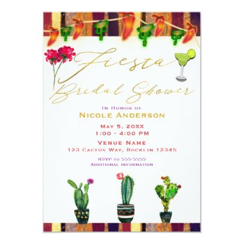 Southwest Cactus Modern Fiesta Bridal Shower Party Invitation Front View