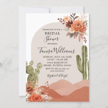 southwestern desert cactus floral bridal shower invitation