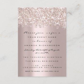spark glitter confetti gray rose bridal sweet 16th invitation