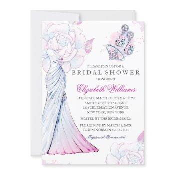sparkle crystal wedding gown bridal shower invite