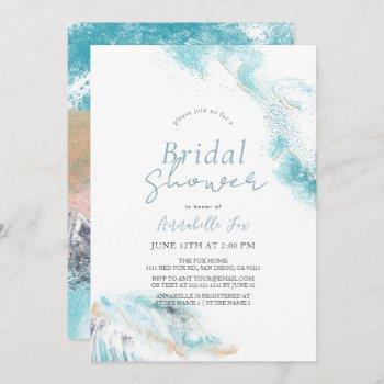 splashing blue waves coastal bridal shower invitation