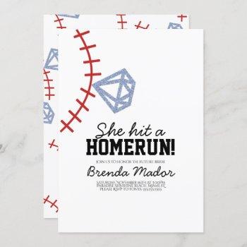 sports baseball homerun glitter bridal shower  invitation