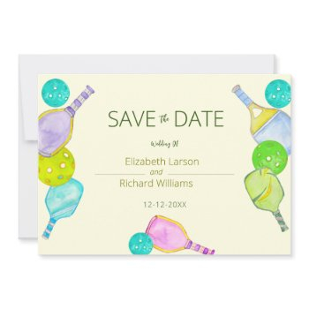 sports lover watercolor  pickleball themed wedding save the date