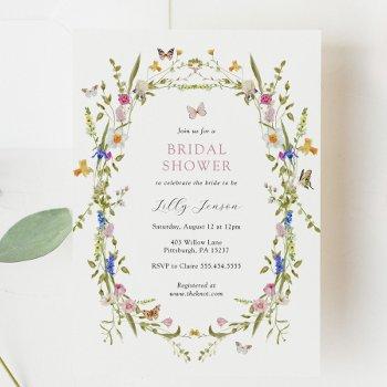 spring bloom butterflies and flowers bridal shower invitation