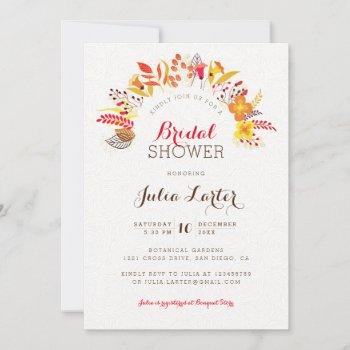 spring boho wildflower foliage bridal shower invitation