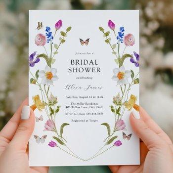 spring flowers and butterflies bridal shower invitation