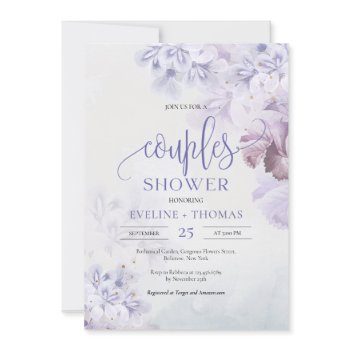 spring lilac dusty purple blue pink couples shower invitation