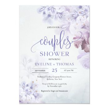 Spring Lilac Dusty Purple Blue Pink Couples Shower Invitation Front View