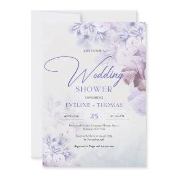 spring lilac dusty purple blue pink wedding shower invitation