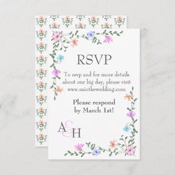 spring mix pink, purple, peach rose wedding rsvp