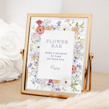 spring pastel floral bridal shower flower bar  poster