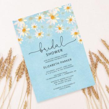 spring pastel white and blue daisies bridal shower invitation