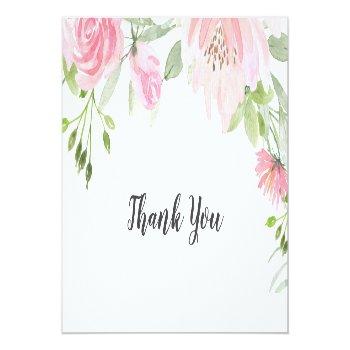 Spring Peony Wedding Thank You Card Front View