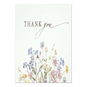 Spring Wildflower Meadow Garden Bridal Shower Thank You Card Front View