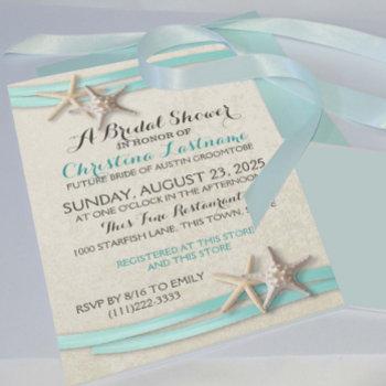 starfish and ribbon bridal shower invitation