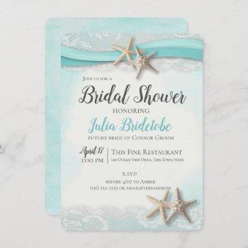 starfish ribbon vintage beach bridal shower invitation