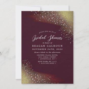 starry night deep crimson bridal shower invitation