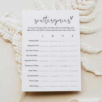 stella scattergories bridal shower game card