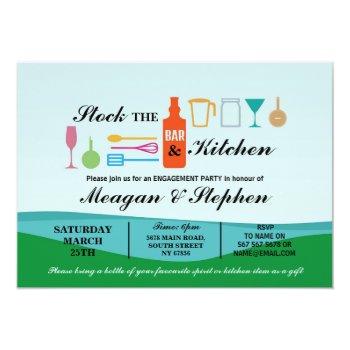 Stock The Bar & Kitchen Engagement Lakes  Invitation Front View