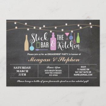 stock the bar & kitchen engagement party couples invitation