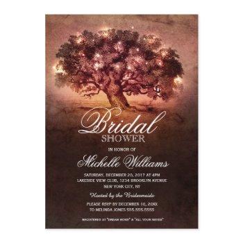 string lights old oak tree rustic bridal shower invitation