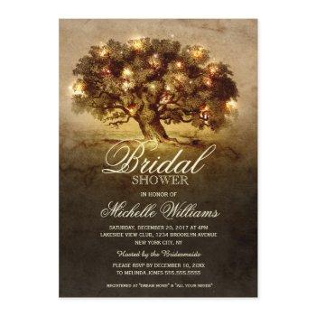 string lights old oak tree rustic bridal shower invitation