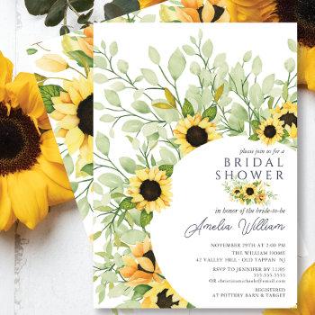 stunning watercolor sunflowers bridal shower invitation