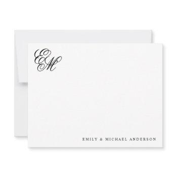 stylish classic monogram script couple stationery note card