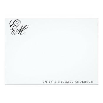 Stylish Classic Monogram Script Couple Stationery Note Card Front View