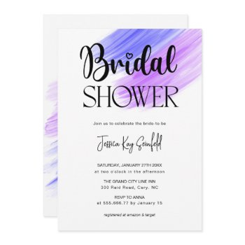 stylish rainbow brush strokes bridal shower invitation