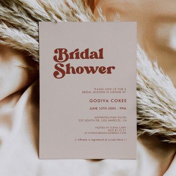 stylish retro peach pink bridal shower invitation
