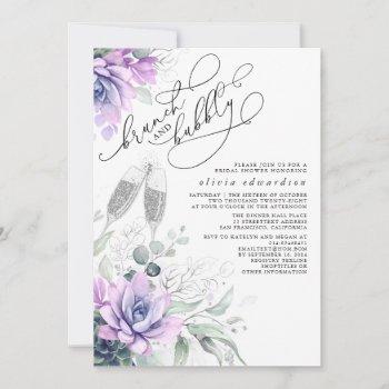 succulent greenery brunch and bubbly bridal shower invitation